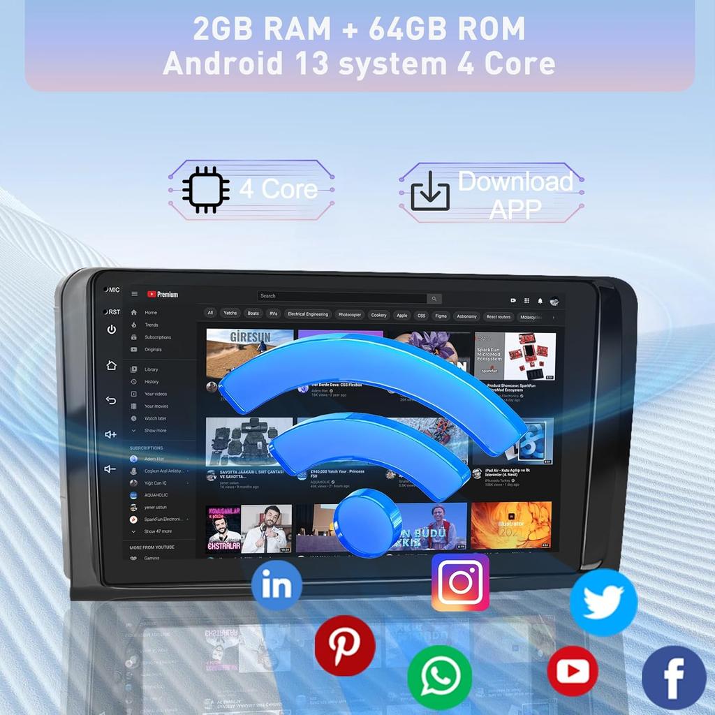 9-inch Android Car Radio for Mercedes ML/GL W164 X164 2005-2011 with CarPlay, Android Auto, WiFi, RDS, 2GB+64GB