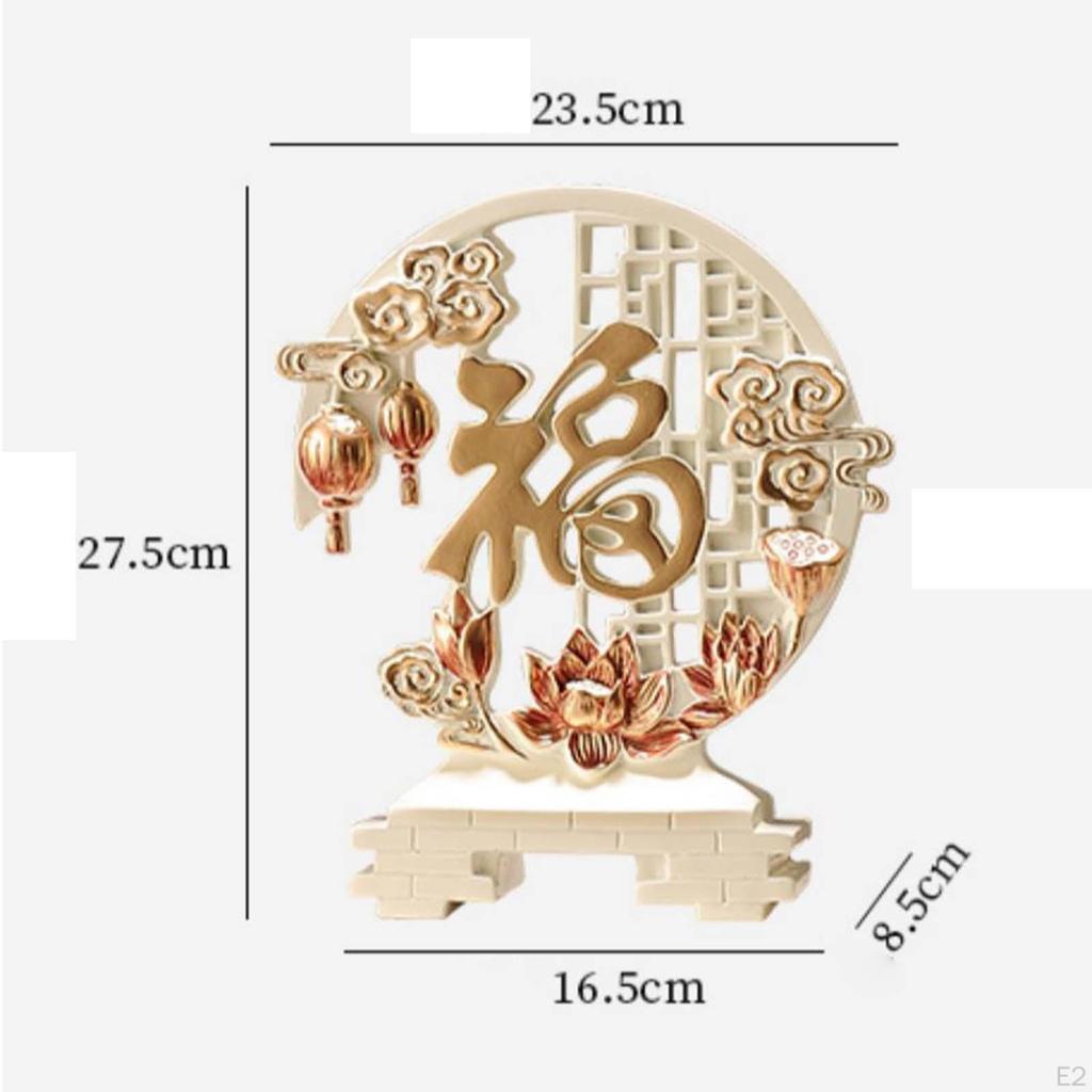 Statuie Personaj Fu Sculptură Prosperitate Stil chinezesc Rășină Ornament de masă Figurină decorativă