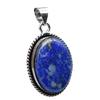 Lapis Lazuli Natural Gemstone Antique Silver Plated Pendant 1.5" J 1019