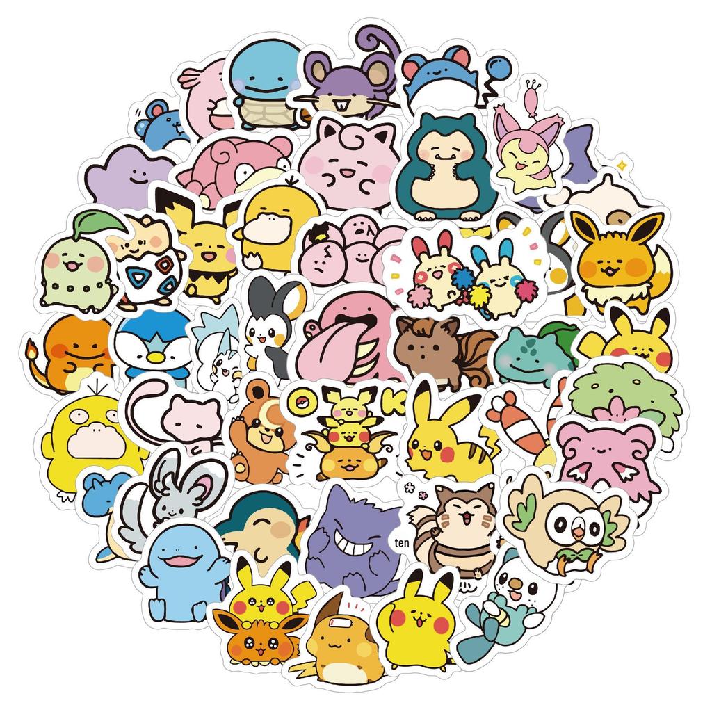 100PCS New Mini Pokémon Stickers: Creative Cartoon Journal Stickers, PVC Waterproof Decals for DIY