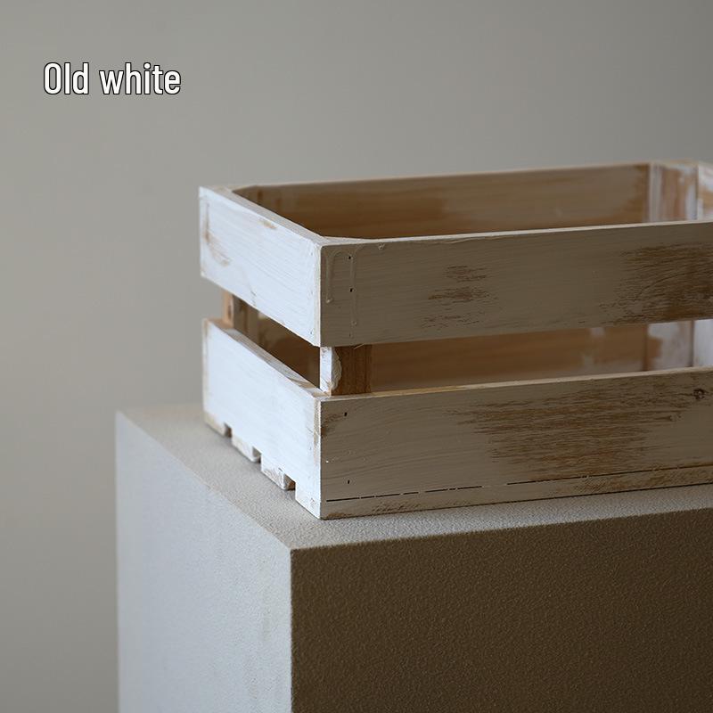 Solid Wood Display & Storage Basket with Wooden Slats
