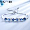 Umcho Blaue Saphir-Armbänder für Frauen, Edelstein-Box-Kette, verstellbares Armband, weiblicher Weihnachtsschmuck