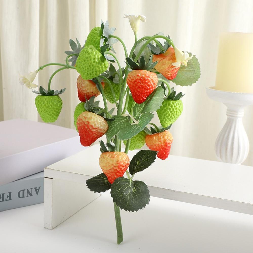 Realistic Artificial Lemon Branches Plastic Fruit Props DIY Fake Strawberry Vase Decoration