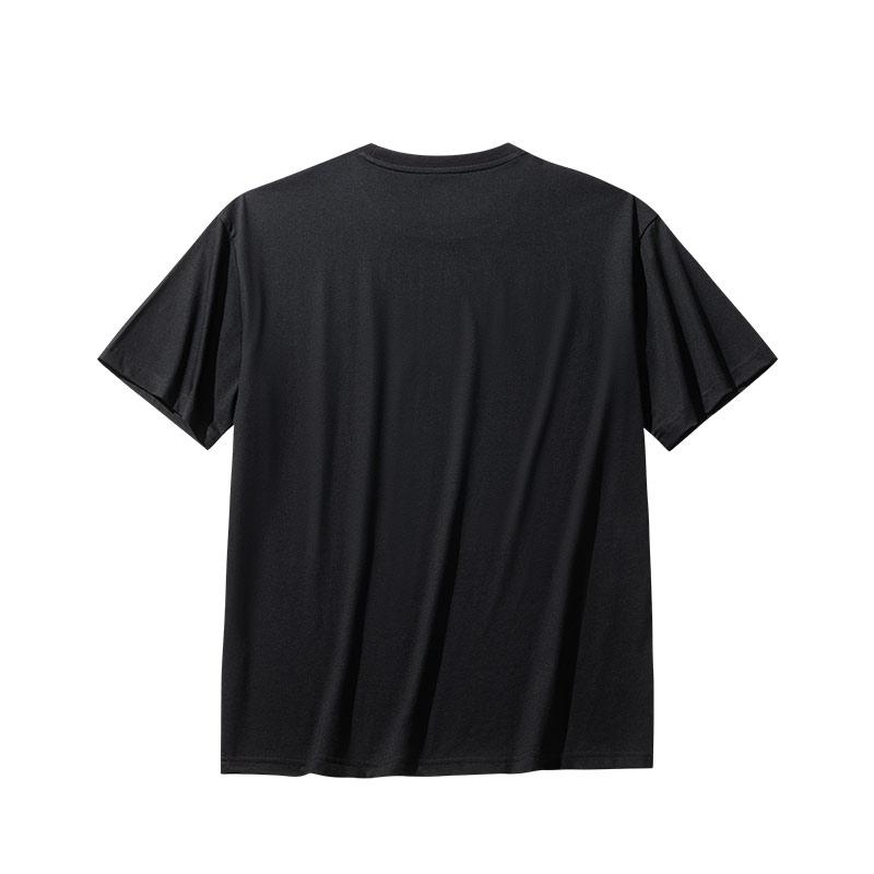 Anta Comfortable Casual Simple Versatile Round Neck Loose Short Sleeve T-Shirt Unisex Tops Basic-Black 952528111-6