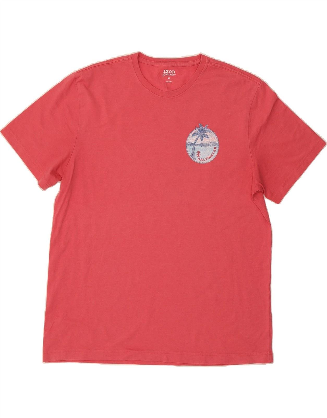 IZOD Mens Salt Water Graphic T-Shirt Top XL Pink DJ58 S