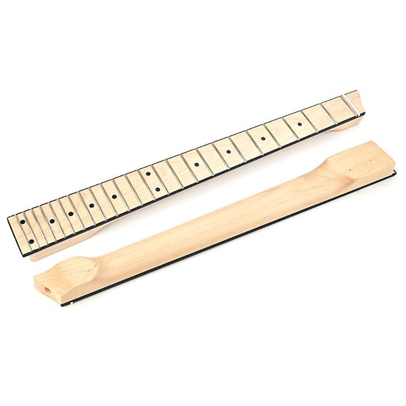 Guitar Neck Headless 25 Fret Maple Wood Smooth Natural Musical Dot Inlay Guitar Fingerboard Neck Solid Replacement Parts