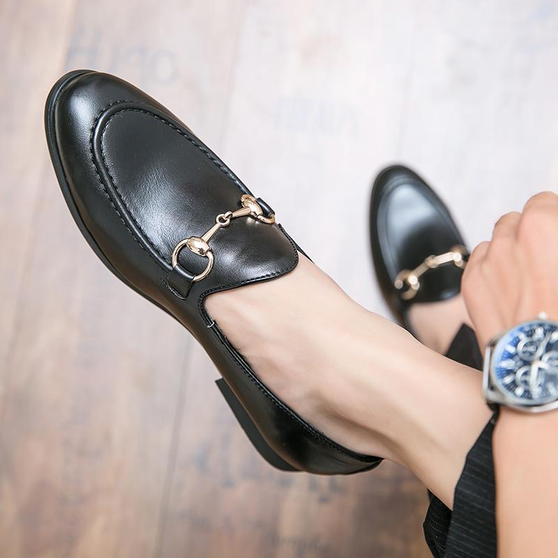 Fashion Mens Casual Shoes Leather Mens Classic Retro Buckle Loafers Moccasins Men Comfortable Office Dress Driving Flats Plus Size 48