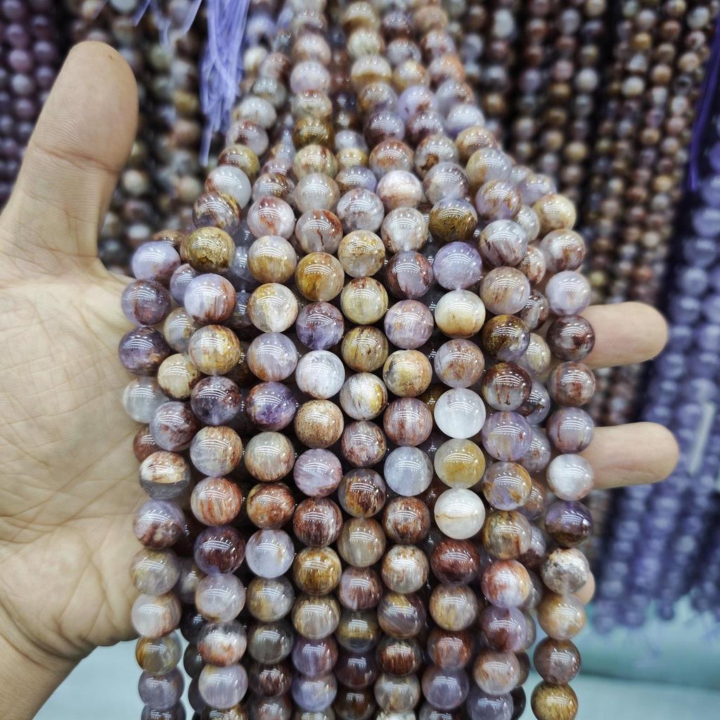 Purple Series Amethyst & Super Seven Crystal Beads: Round, Natural Stone, DIY Jewelry Accessories