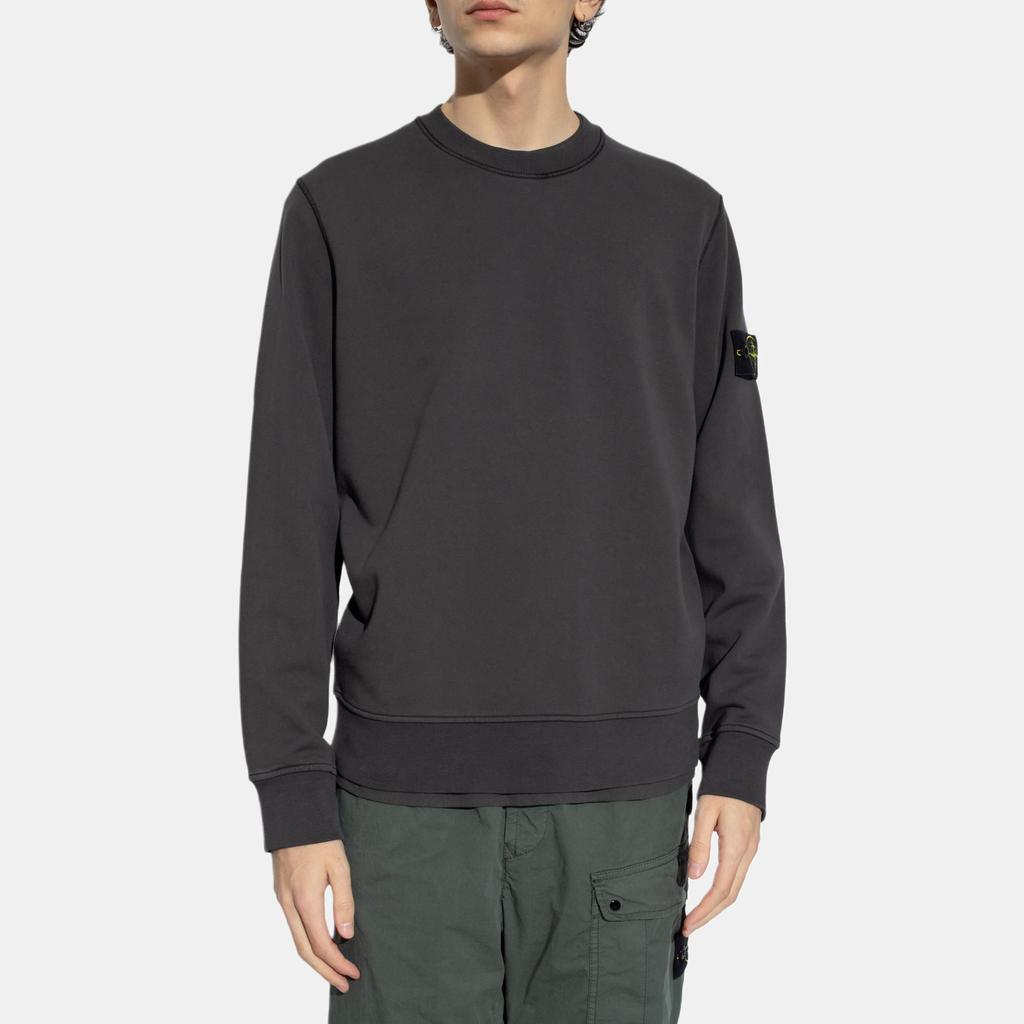 STONE ISLAND Bluza z okrągłym dekoltem Węgielny Męska Streetwear 801563051-V0065