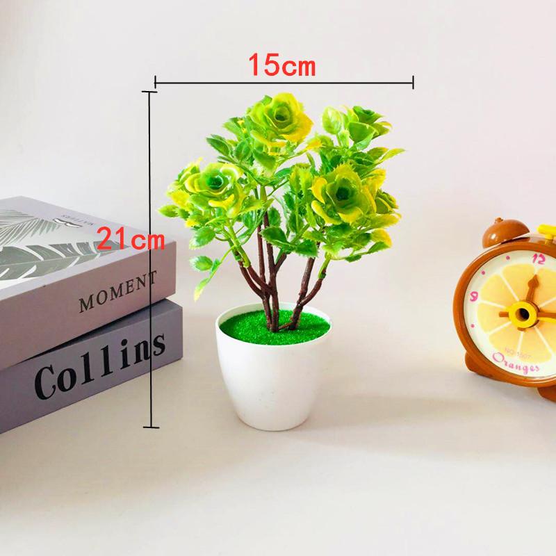 Plastic Multicolor Simulation Rosa Chinensis  Artificial Flower Potted Plants