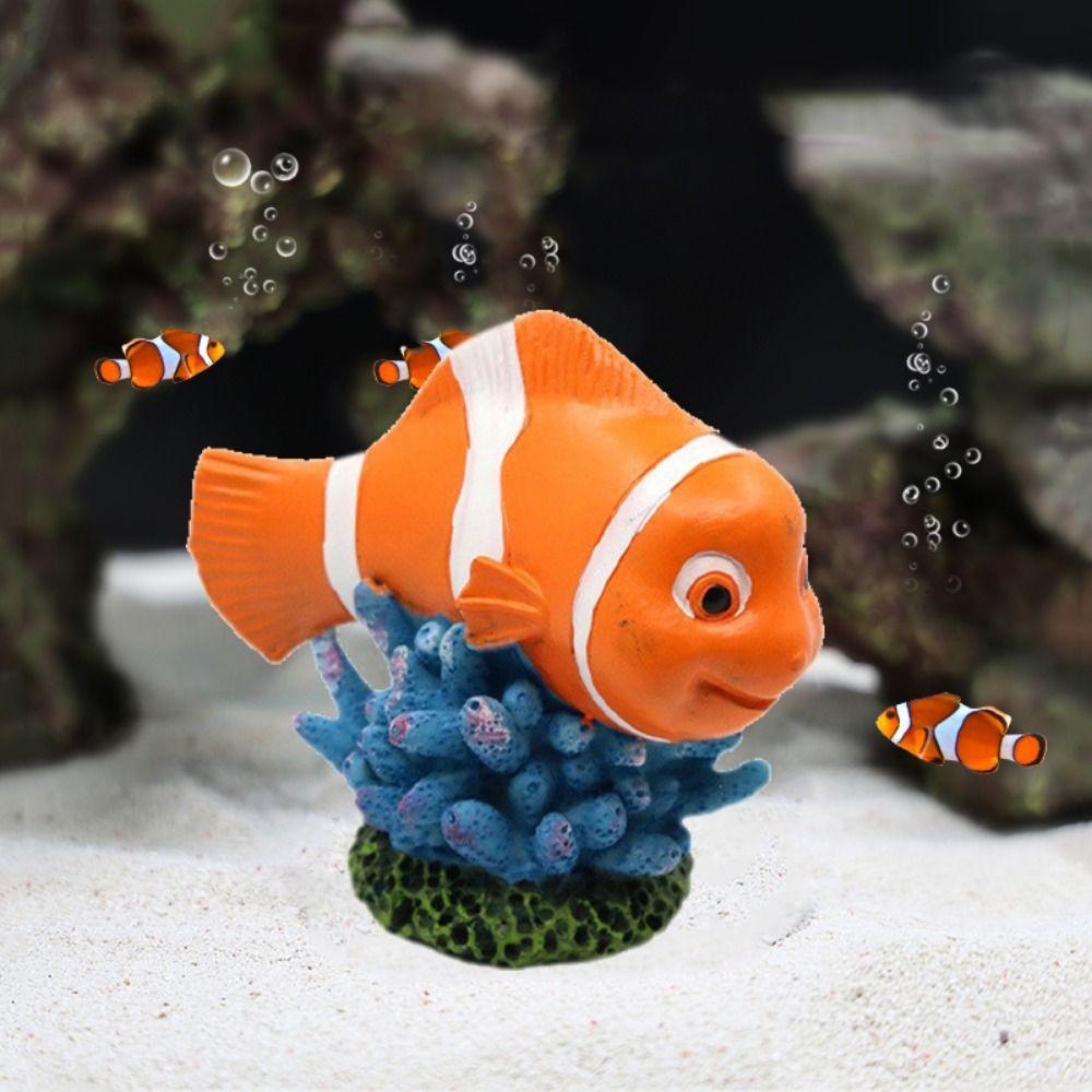 Simulation Clownfish Coral Ornaments Lifelike Turtle Landscaping Fish Hiding Cave  Fish Tank