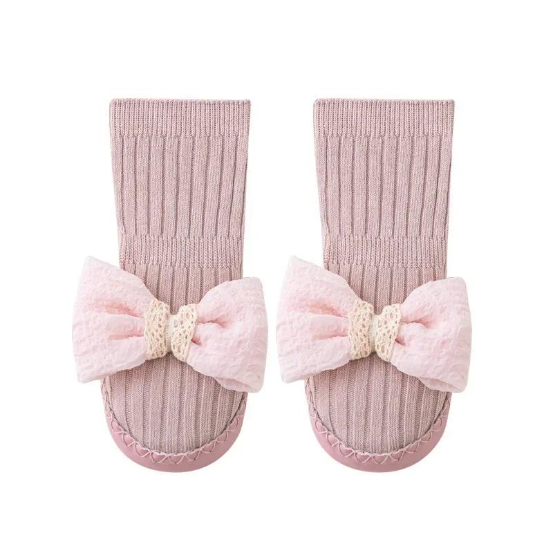 Frühling Sommer Baby Mädchen Socken Neugeborenes Baby Schleife Socken Säugling Baby Socken Rutschfest Weiche Baumwolle Bodensocken Schuhe