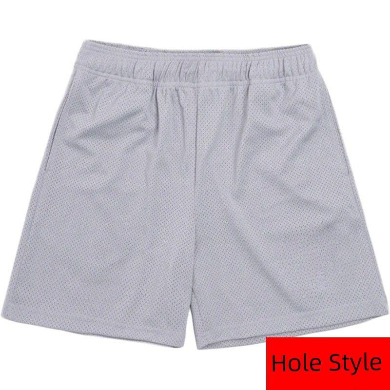 

New EE American Casual Shorts Basketball Exercise Workout Pants Print Letters Shoelace Fashion Trendy University Short-Length Pants Gray M
