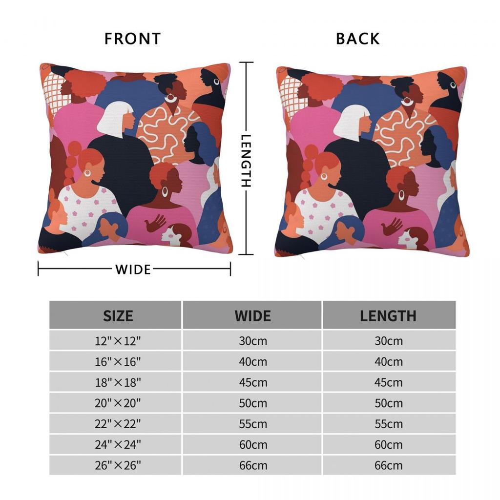 Female Faces Of Different Ethnicity Pillowcase Polyester Linen Velvet Creative Decor Throw Pillow Case Sofa Seater Cushion Cover