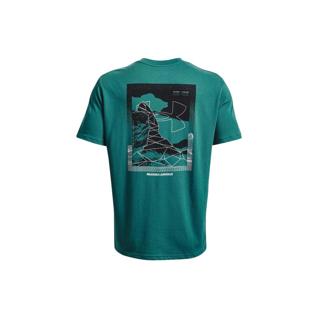 Under Armour Logo Print Crew Neck Short Sleeve T-Shirt Men Tops Aqua-Green 1370533-452