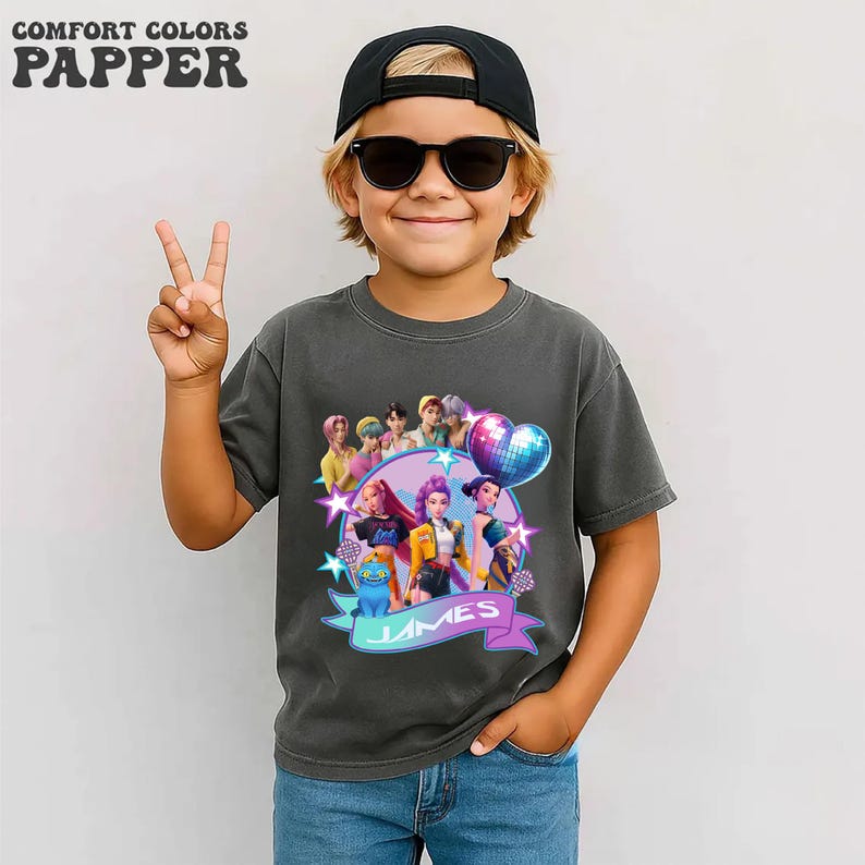 Personalized K-Pop Kids T-Shirt, Custom Pop Star Birthday Tee 130