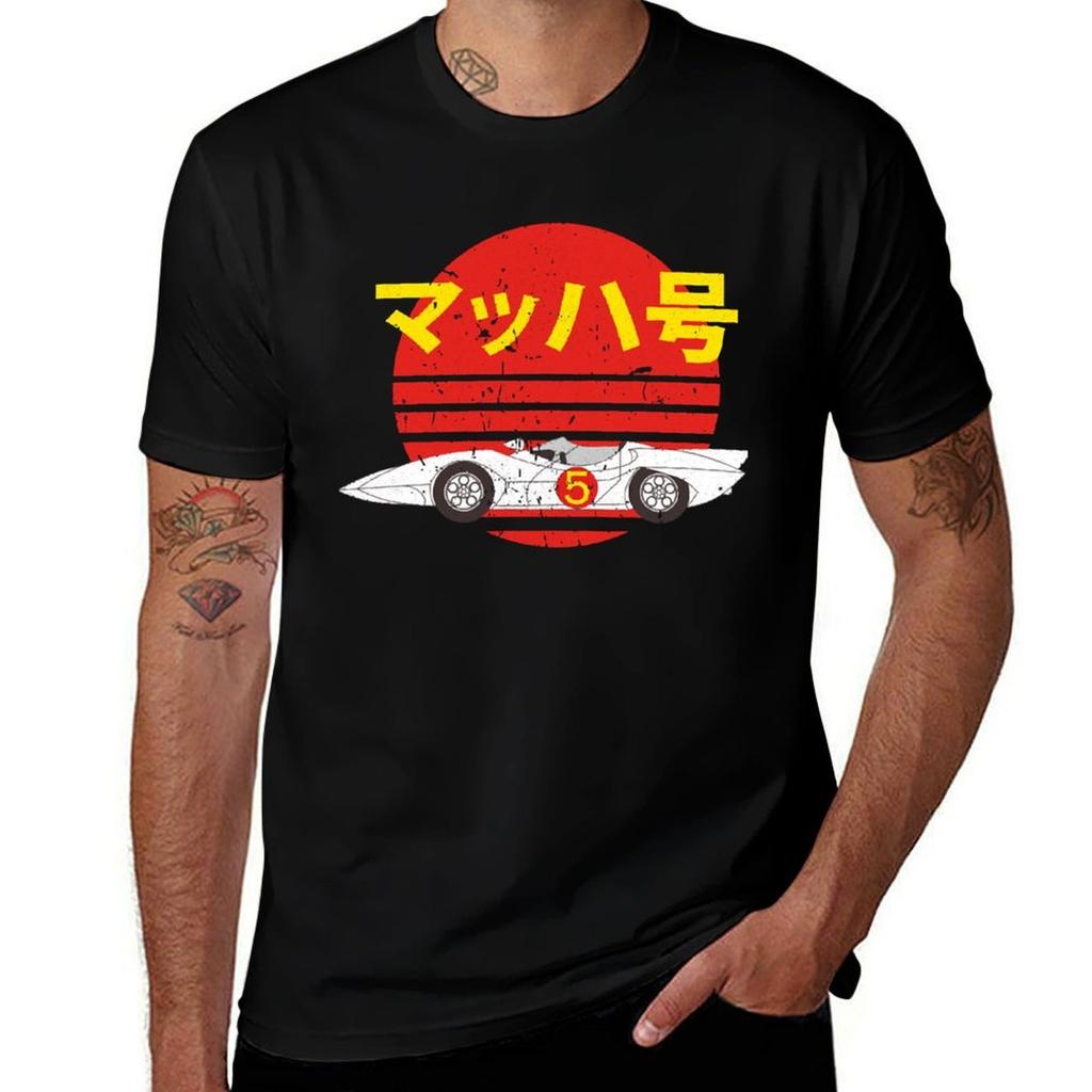 Mach 5 Geschwindigkeit Retro T-Shirt Kunstmuster Gedruckt Lässiges Oberteil