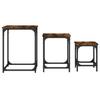  Coffee Tables, Nestable, 3 Pieces, Smoked Oak