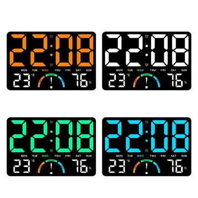 Contemporary LED Wall Clock With Temperature Humidities Display Alarm Timers Function Modern Home Office Kitchen Decoration