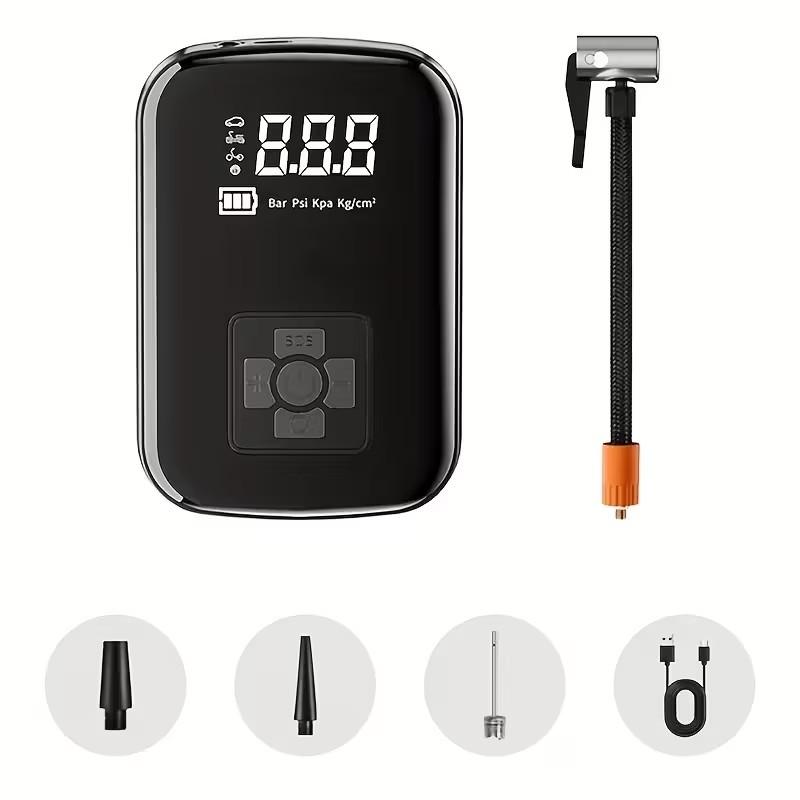 Portable Car Air Pump Car Air Pump Wireless Handheld Pump Light for Cars and Motorcycles LCD Display 1PC