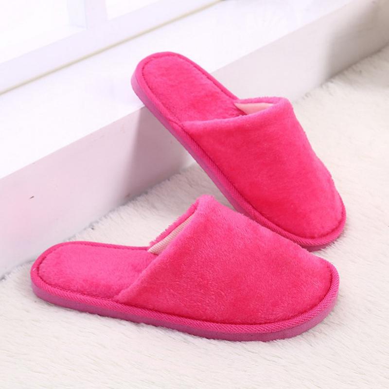 Home Flat Plush Slippers Indoor Shoes Cotton Casual Fashion Soft Round