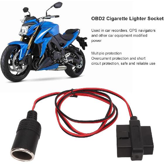 Socket Cable,OBD2 Socket Adapter 16Pin T Head Female Connector Power Cord for Cars with OBD