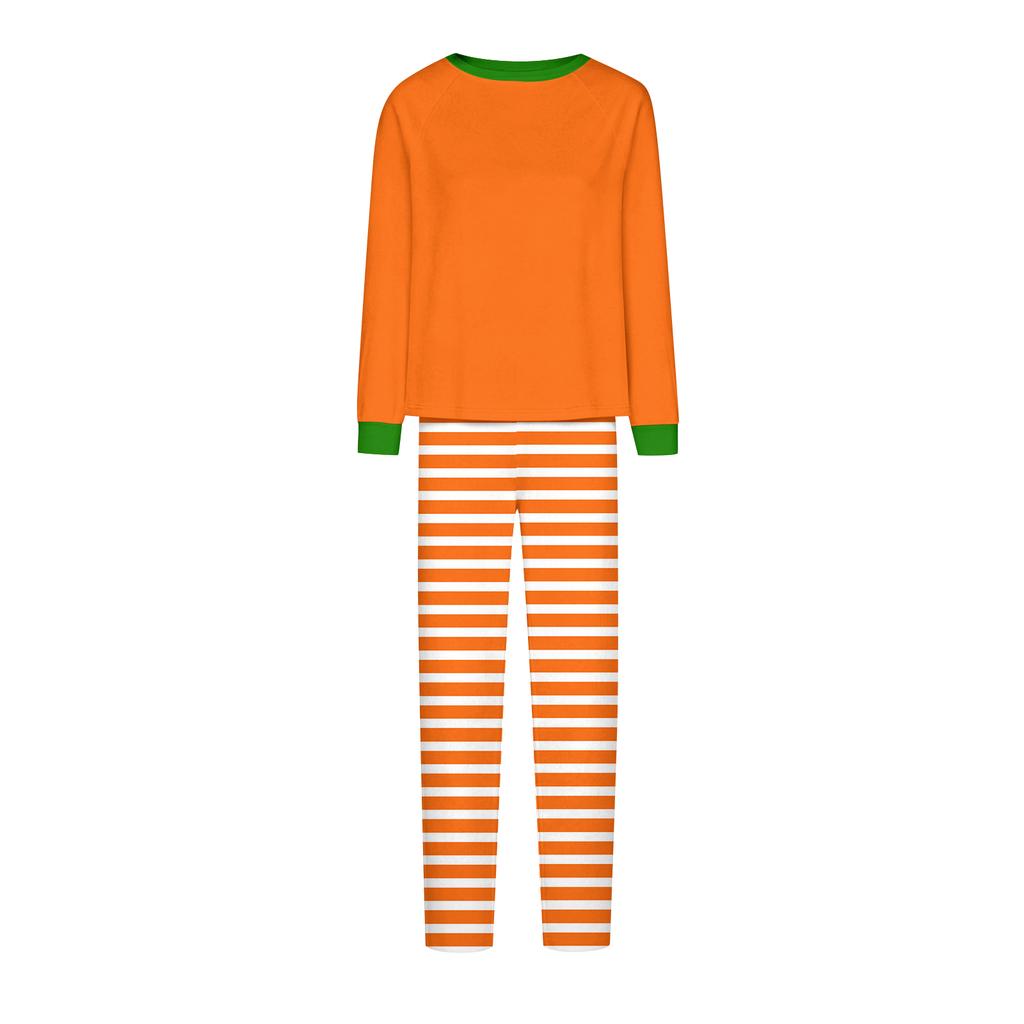 Family Matching Halloween Face Print Long Sleeve Pajama Set with Raglan Sleeves and Straight Leg Pants