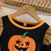 Vestito a maniche lunghe con stampa di zucche per bambina, per l'uso casual di tutti i giorni