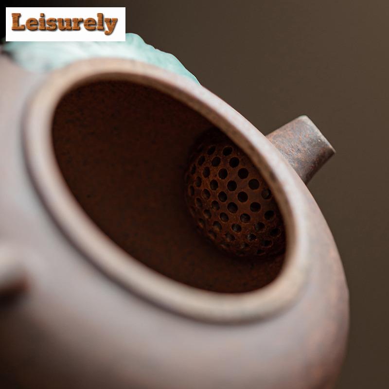 150ML Lotus Koi Fish Old Rock Mud Teapot Aesthetic Tea Infuser Pot Tea Maker Kettle With Filter Tea Services Supplies Craft Gift