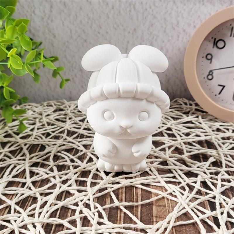 Bunnies Statue Silicone Candle Molds for Epoxy Resin Home Decoration Animal Figurine Silicone Molds Soap Making Molds