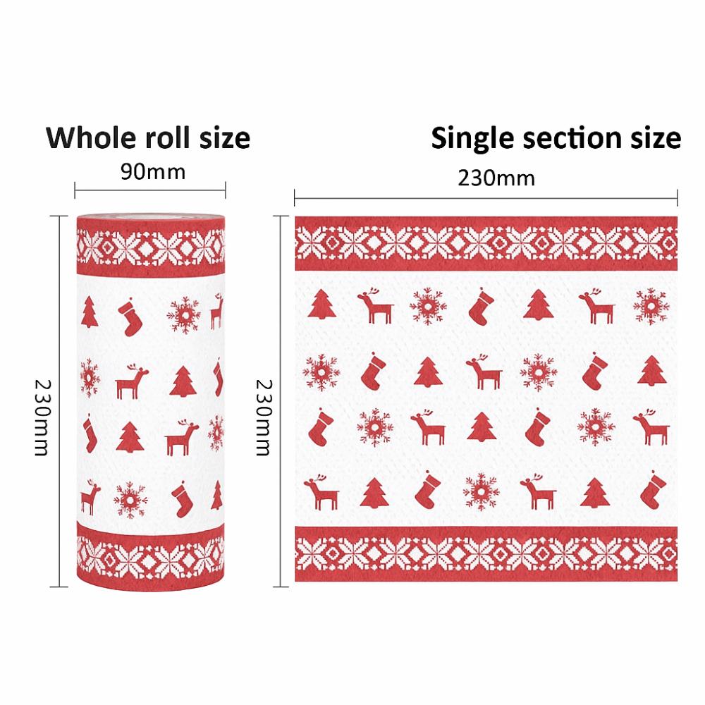 Disposable Christmas Kitchen Paper Thick Three-Layer Wet Dry Dual-Use Household Roll Paper Christmas Paper Towels
