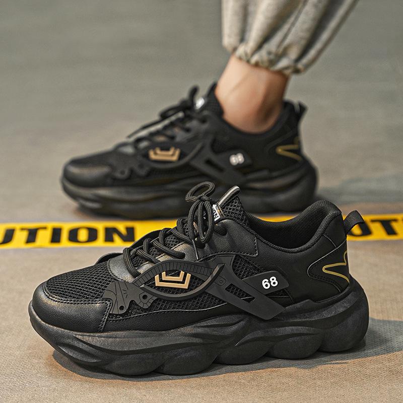 New Hollow Mesh Men's Shoes Summer Casual Running Sports Shoes Breathable Men's Thick-soled Heightening Trend Dad Shoes