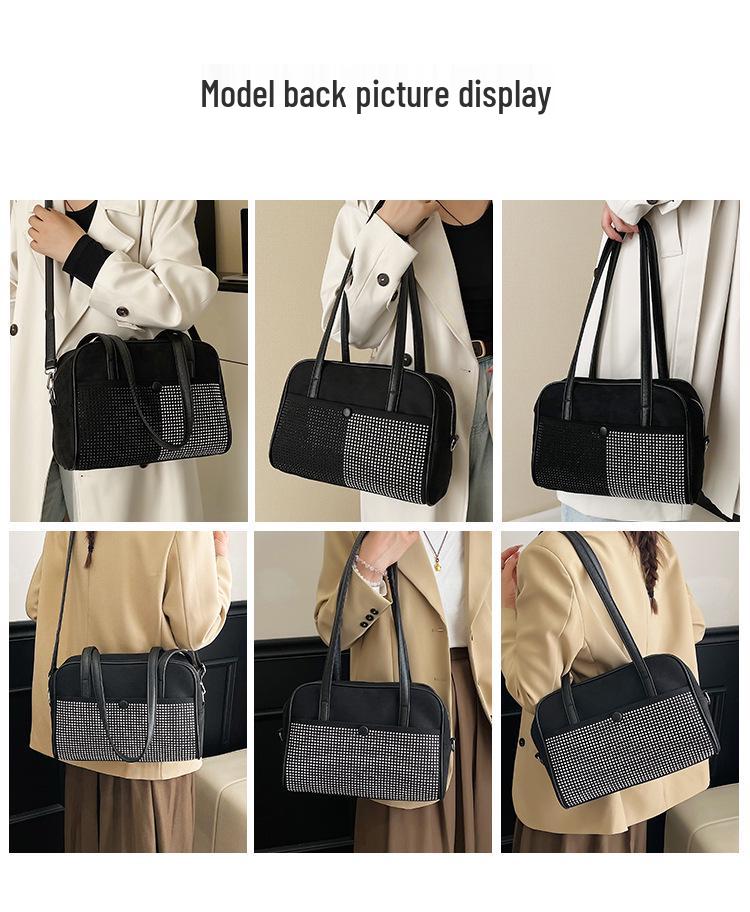2025 Retro Strass Damen Tote: Schultertasche mit großem Fassungsvermögen für Herbst/Winter für Arbeit & Pendeln