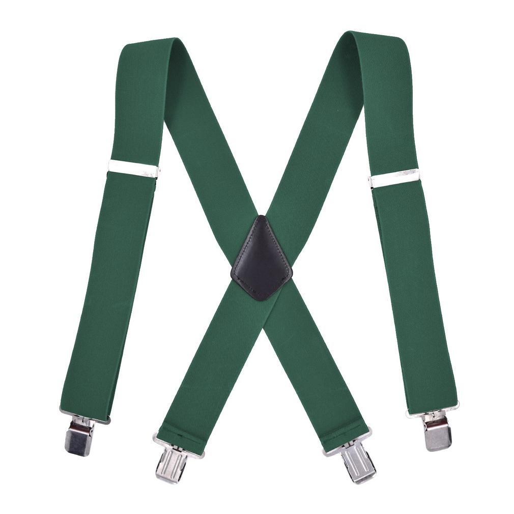 Men's 5CM Wide X-Back Suspenders Elastic 4 Clips Heavy Duty Adjustable Braces