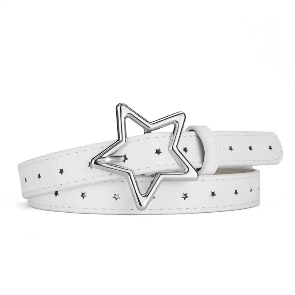 PU Leather Five-point Star Waistband Ins Adjustable Heart Star Belt Waist Belt Thin Women Waist Belt Men