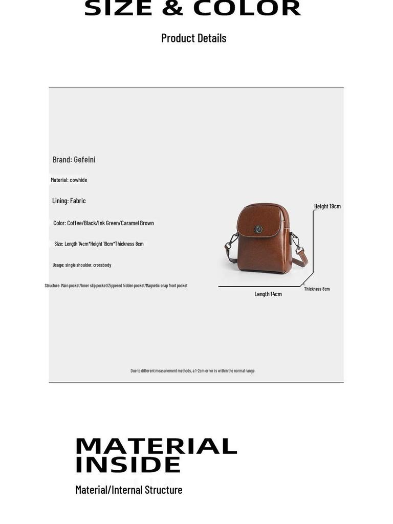 Gefini Women's 2023 Trendy Genuine Leather Cowhide Crossbody Shoulder Bag 