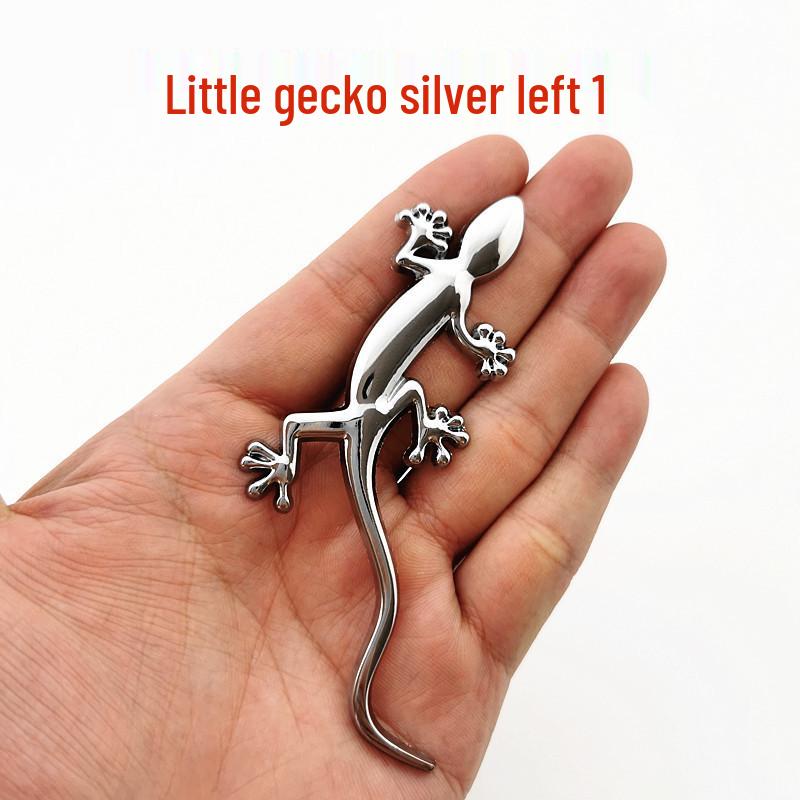 Gecko Car Emblem: Fun Metal Body & Tail Decoration Sticker