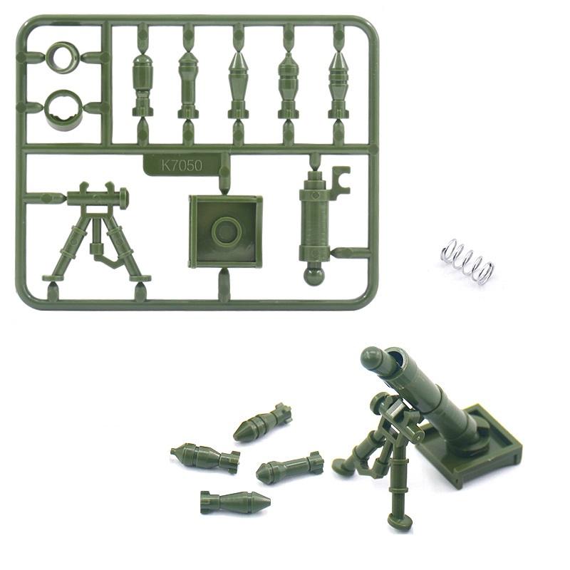 WW2 World War II US Military Weapon M2 Mortar Parts Accessories Minifigures MOC Parts Building Bricks Toys for Children