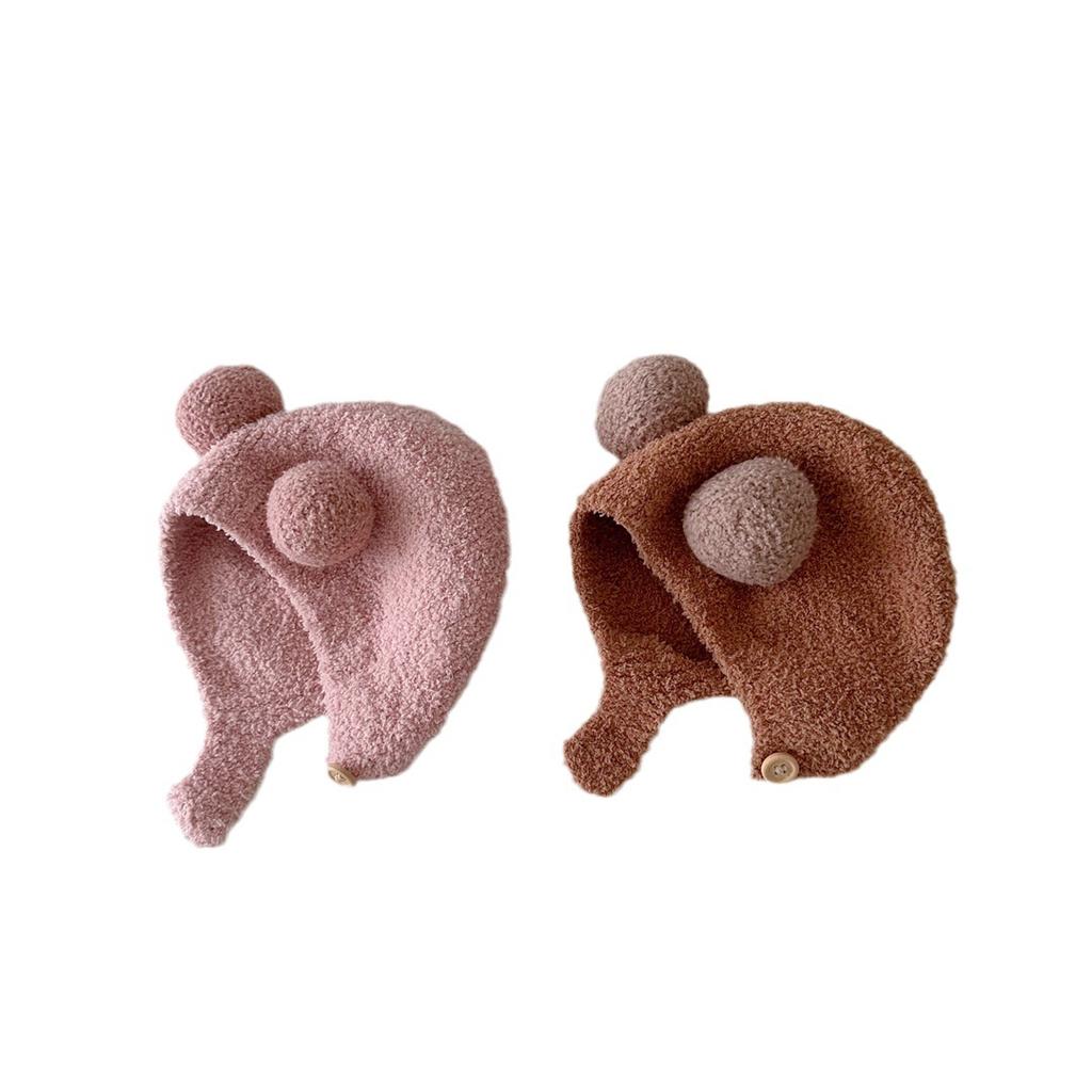 Autumn and Winter New Baby Ear Protection Hat Warm and Cold Resistant Hat Comfortable Baby Double Ball Soft Glutinous Headband Hat