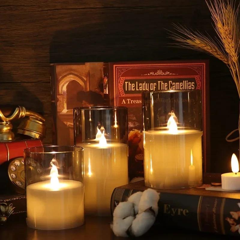 3pcs Per Set LED Candle Flameless Candle Light for Home Party Wedding Bedroom Living Room Table Romantic Valentine's Day