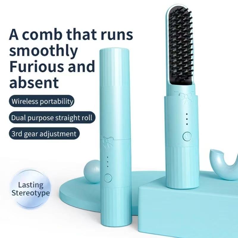 

Portable Dual-Use Wireless Straightening Comb - Fast Heating & Travel-Friendly зелений