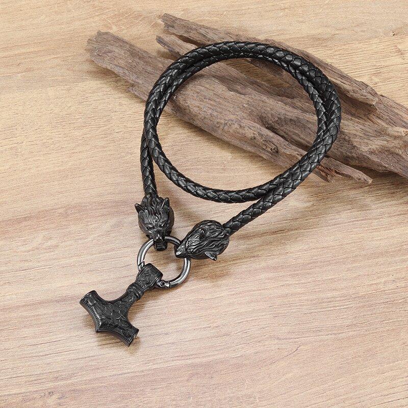 Vintage Nordic Celtic Thor Hammer Necklace Men\\\'s Amulet Silver Color Pendant  Jewelry Punk Necklace