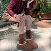 Cowhide Version~ Ruth Thick-soled Snow Boots Women's Velvet Thermal Cotton Shoes, Half-towed Bag Head, and Fluffy Slippers