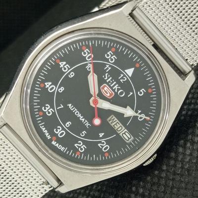 POUŽITÉ VINTAGE SEIKO 5 AUTOMATIC 6309A JAPONSKO PÁNSKÉ D/D ČERNÉ HODINKY 608i-a316911-2