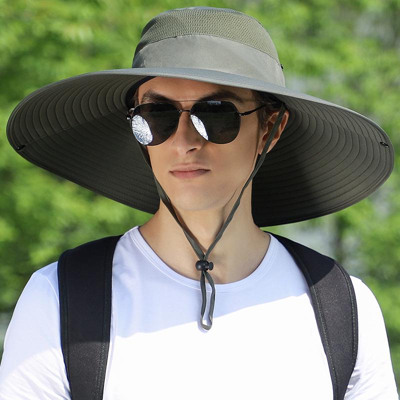 Herren Sommer Wasserdichter Sonnenhut: Outdoor-Sonnenblende mit breiter Krempe zum Angeln und Bergsteigen