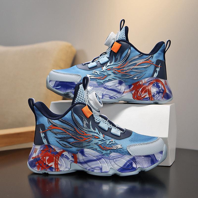 Spring and Autumn New Children's Basketball Shoes Lightweight and Breathable Boys' Sports Shoes Medium and Older Children's Fashion Trend Running