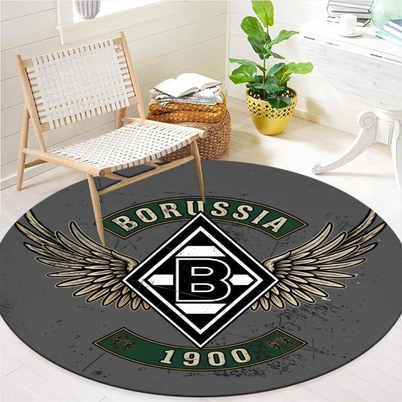 Borussia Mönchengladbach Round Area Rug,Carpet Rug for Living Room Bedroom Sofa Playroom Decor,Non-slip Floor Mat