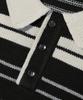TRILLION Washable Striped Button Collar Neck Knit [Black]