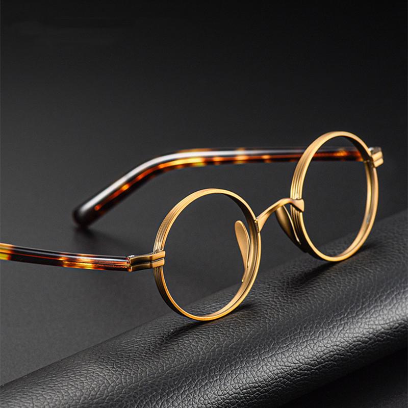 Vintage Titanium Alloy Glasses Frame Men Small Round Reading Glasses Optical Prescription Eyeglasses Women Luxury Brand Eyewear