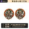 Retro Copper Alloy Court Chlorite Imitation Pearl Stud Earrings Round Flowers Light Luxury Premium Niche Design Earrings